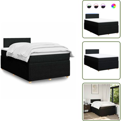 Sommier à lattes de lit avec matelas noir 120x190 cm tissu - Sommier À Lattes De Lit - Sommiers À Lattes De Lit - Lit - Meuble De Chambre À Coucher (1/5)