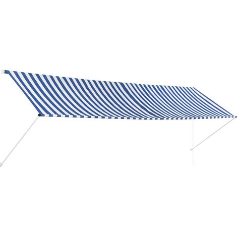 Auvent rétractable - Auvent de jardin Soleil imperméable 400x150 cm Bleu et blanc BV770225 - BonneVie (1/5)