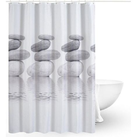 Shower Curtains, Fabric Shower Curtains, Mildew-Resistant Shower Curtains, Waterproof Shower Curtains, Polyester, Machine Washable (180cm x 180cm) (1/5)