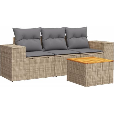 Maison Exclusive - Set Divano da Giardino 4 pz con Cuscini Beige in Polyrattan