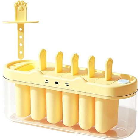 Molde para helados - Máquina para hacer polos - Crea tus propios snacks - Diseño a prueba de fugas - 23x8x12,5 cm - Amarillo (1/5)