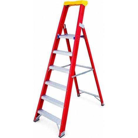 Escalera Profesional de Fibra de Vidrio T-MAX de 6 Peldaños (1/5)