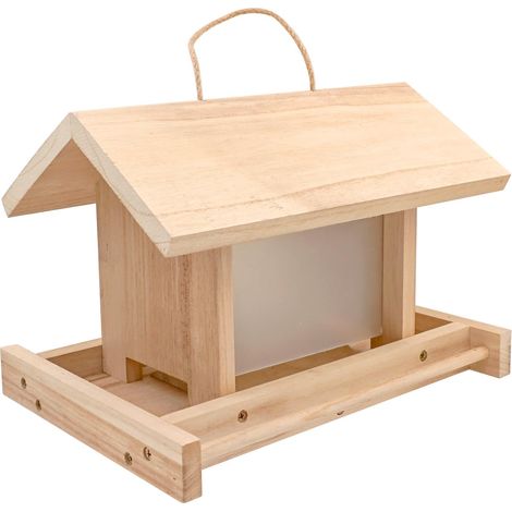 Mangeoire à Oiseaux en Bois Suspendue en Bois extérieure de Grande capacité pour Nourrir à l’extérieur Jardin Oiseaux Sauvages Pinsons Robin (1/5)