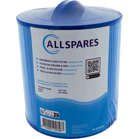 Filtre à eau AllSpares pour spa compatible avec Toronto CD18M / SC846 / 50171 (antibactérien) (Ø150x160mm) (1/4)