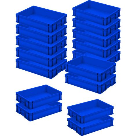 BRB 16x Eurobehälter LxBxH 600x400x120 mm, Polypropylen (PP), Inhalt 24 Liter, lebensmittelecht (blau) (1/2)