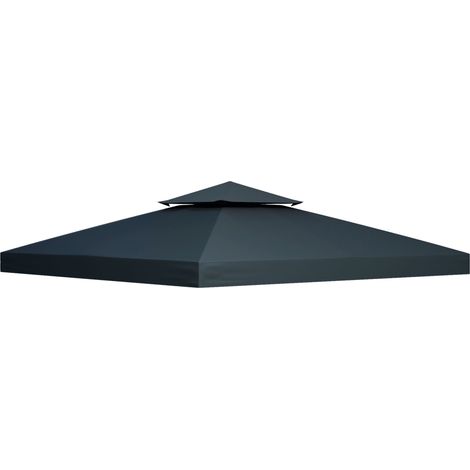 Toit de remplacement 3x3 m pour pavillon métallique en polyester gris charbon (1/5)