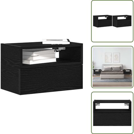 Wand-Nachttische 2 Stk. Schwarz 45x26x28,5 cm - Wand-Nachttisch - Wand-Nachttische - Schwebender Nachttisch - Wand-Nachtschrank (1/5)