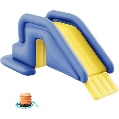 Aufblasbares Poolspielzeug – Aufblasbare Wasserrutsche mit Kletterwand Kompakter Sommer-Freizeitpark für Kinder Großer Wasserpark für sicheren Spaß (Blau)