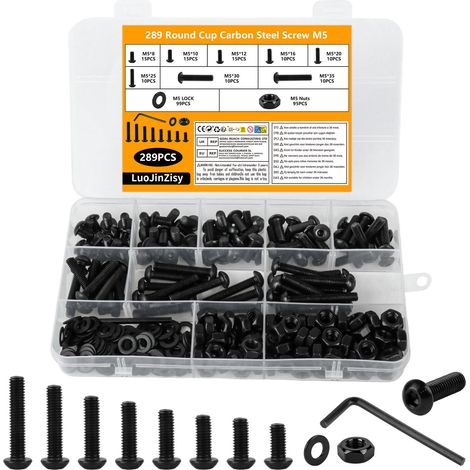 289 Pcs Vis M5 Noir, Boulons et Écrous Noirs (1/5)