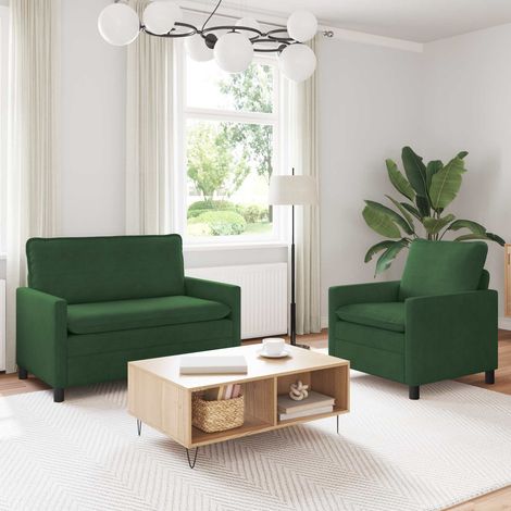 Juego de Sofá 2 pcs Verde Selva Tela