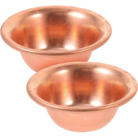 Lot de 2 coupes d'autel, coupes d'offrande d'eau bénite, bols de culte bouddhistes, petites coupes à eau en cuivre-7X7X2.6CM (1/4)