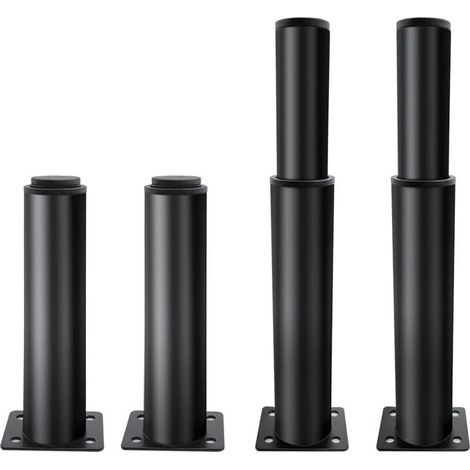 Set di 4 piedini regolabili per mobili, piedini per armadi, piedini regolabili per cucina per pezzi di ricambio, piedini per armadi con viti, neri/18 cm -Crezuo