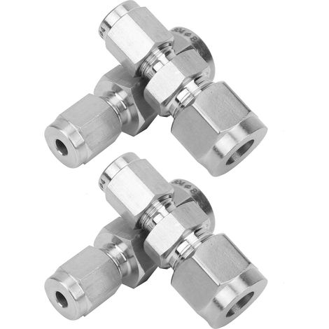Raccord à compression 4 pièces en acier inoxydable, adaptateur convertisseur à double bague (Ø4/Ø8) (1/5)