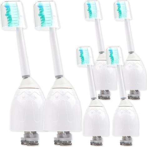 6 têtes brosse rechange pour HX7001/HX7002/HX7351/HX5100/HX7022 capuchon anti-poussière, Compatible brosses dents électriques E-Series Essence Xtreme Elite Advance CleanCare (1/5)