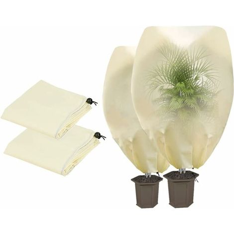 Housse Hivernale Plante - 100 x 80 cm et 80 x 60 cm - Fermeture Éclair Latérale - Cordon de Serrage - Tissu Respirant - 2 Pièces (1/5)