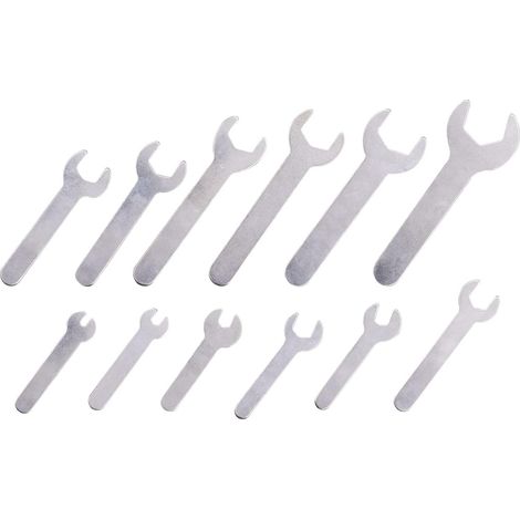Juego de 12 piezas que incluye llaves fijas plateadas sencillas, llaves combinadas de 1,5 mm y una herramienta de reparación ultrafina para espacios reducidos.