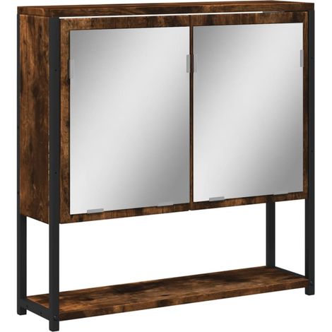 Armoire à miroir de salle de bain chêne fumé bois d’ingénierie