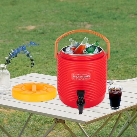 Dispensador de bebidas aislado 13L, dispensador comercial de bebidas frías y calientes con interior de acero inoxidable 304 y grifo, jarra de agua portátil para camping, fiestas, catering comercial (1/5)