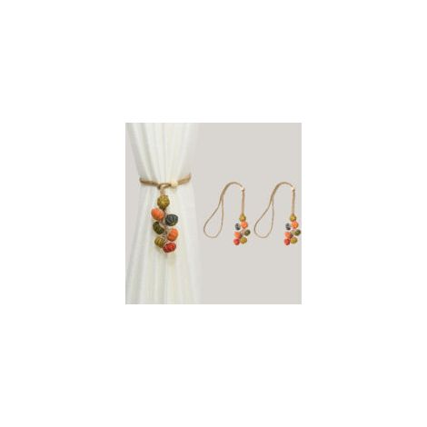 Set mit 2 Vorhanghaltern, Vorhanghalter im Boho-Stil, Vorhanghalter in Kürbisspießform, modische Vorhanghalter, Vorhangbefestigungen für Zuhause, Büro usw. Dekoration - Crezuo