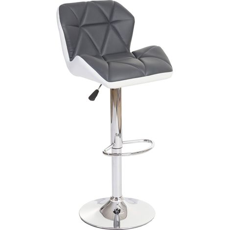 Barhocker HHG-244, Barstuhl Tresenhocker, höhenverstellbar Kunstleder grau