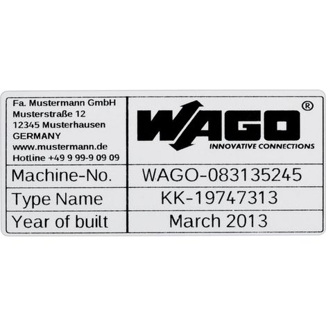 WAGO 210-802 210-802 Etiketten für Thermotransferdrucker  Beschriftungsfläche: 70 x 33 mm Silber Anz