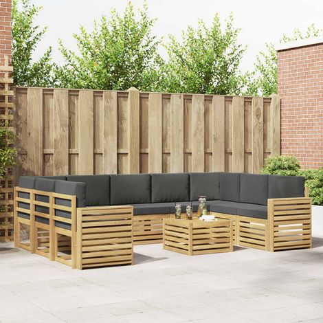 vidaXL Outdoor-Sofagarnitur 10 Stk. Weiß und Anthrazit Polyester (1/5)