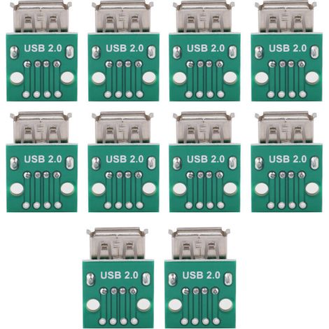 Health Gear Carte de dérivation USB Femelle, 10 pièces Adaptateur USB vers Dip 4 Broches Carte de dérivation USB de Type A pour Alimentation USB Bricolage et Conception de Planche à Pain