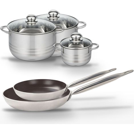 Lot de 2 Poêles 28/32cm et 3 Faitouts 14/20/24cm Elo Bistro Line (1/5)