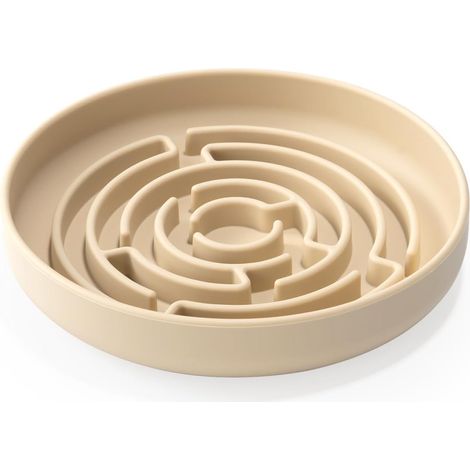 Fressnapf mit Anti-Fress-Funktion für Hunde und Katzen  Anti-Fress-Napf  Leckmatte für Hunde mit großem Saugnapf  Leckmatte für Nassfutter (beige)