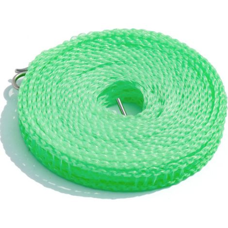 Corde à linge de 8 mètres, coupe-vent, résistante et supportant une charge importante, en nylon, installation sans perçage, pour l'intérieur et l'extérieur, verte (1/5)