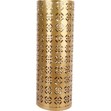 Porte-parapluie rond en métal doré, élégant et ajouré, motif cuivre, pour entrée. Dimensions : 23 x 15 x 15 cm / 9,1 x 5,9 x 5,9 pouces. (1/5)