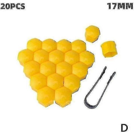 20 Stück 17 mm/19 mm/21 mm Radmutternkappen aus ABS für Autos, Reifenzierleisten, Radmutternabdeckungen, Schraubenschutzkappen-21mm-Yellow