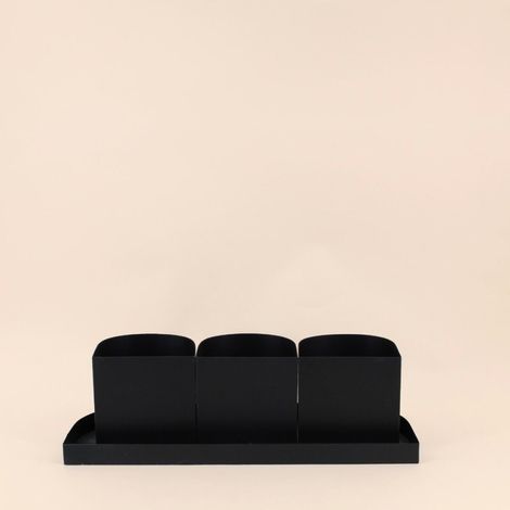 Set de 3 cache-pots sur plateau 49cm