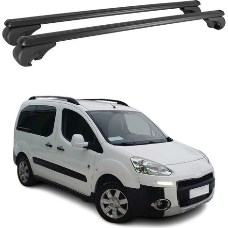 OMAC Aluminium Dachträger Querträger für Peugeot Partner Tepee 2008-2018 – TÜV / DIN 75302:2019 – Abschließbar – Max. 75 kg – 2 Stangen Schwarz (1/5)