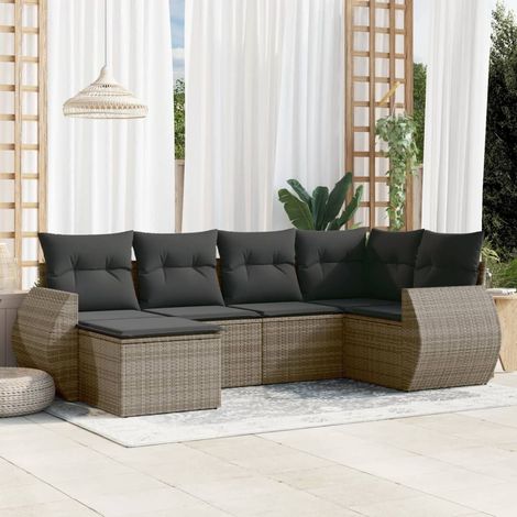 Set Divano da Giardino 6 pz con Cuscini Grigio in Polyrattan vidaXL (1/3)