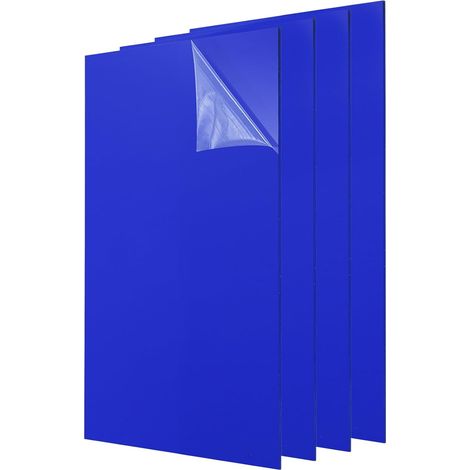 4Pcs Feuilles Acrylique 12x8 Pouces Panneau Acrylique 1/8 Pouce-3mm Planche Plastique Pour Cadres Photo Porte-Signaux Projets DIY Affichage Artisanat, Bleu Foncé (1/5)