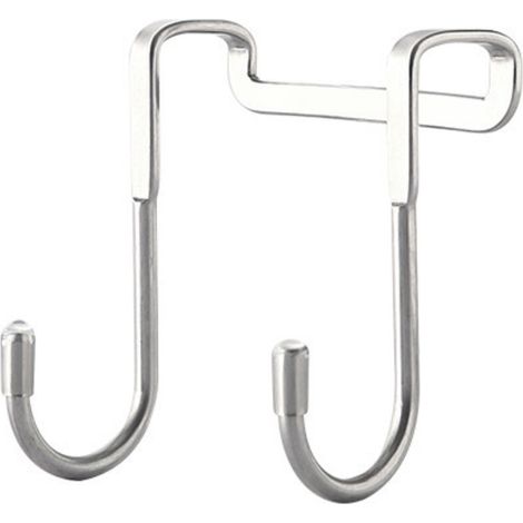 Double crochet de porte sans perceuse crochet en acier inoxydable crochet de porte de douche cuisine salle de bain salon double crochet crochet de porte (1/5)
