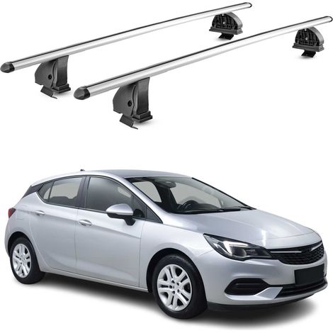 OMAC Barres de toit transversales en aluminium pour Opel Astra K 2015-2021 – TÜV / DIN 75302:2019 – Antivol inclus – Charge max 75 kg – 2 barres – Gris (1/4)