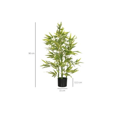 Bambou artificiel vert de 90 cm en plastique avec pot décoratif et aspect réaliste pour salon chambre et jardin (1/5)