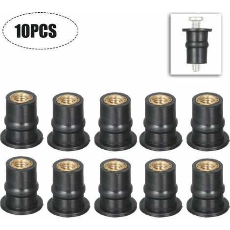 Écrous de Puits en Caoutchouc M5, Lot de 10, Pour Fixation d'Arbre de Pare-Brise de Moto. (1/4)