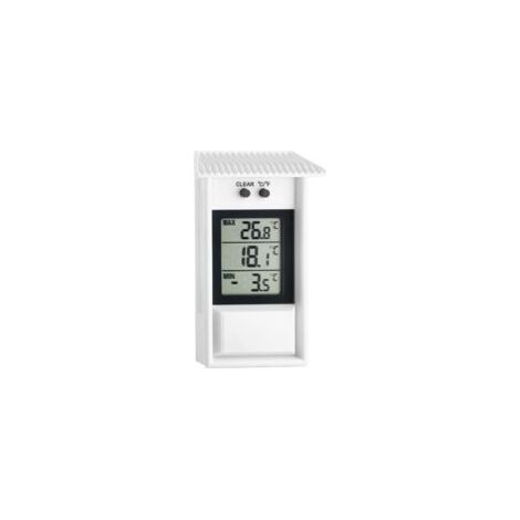 Digitales Thermometer, Maximal-/Minimalanzeige, 30,1053, wetterfest, für den Innen- und Außenbereich geeignet, weiß - Crezuo