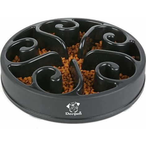 Anti-Gefräßiger Hundenapf, Futternapf für langsames Fressen mit rutschfestem Boden, fördert gesunde Ernährung und langsame Verdauung (20 cm, schwarz) (1/5)