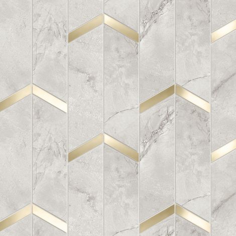 Mosaïque effet Marbre Gris Mist Arrow 46,3x19,2x0,9 cm Brillant Montira - Mur intérieur (vendu par carton de 0,5328 m²) - RO'MA CARRELAGE (1/3)