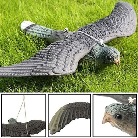 Faucon Anti-Pigeon décoration épouvantail Oiseaux Pigeon alarmistes Jardin Figure, Oiseau de Jardin réaliste avec Cordes à (1/4)