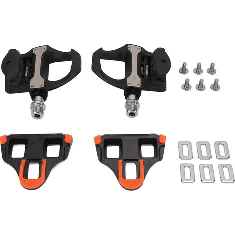 2 Pédales automatiques vélo route, plastique technique, réglables avec cale-pieds inclus (1/5)
