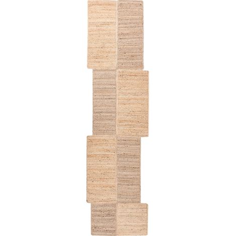 Tappeto in juta asimmetrico 80 x 300 cm intrecciato in stile rustico per soggiorno e camera da letto beige Sangli