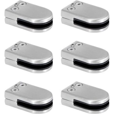 Pince à verre en acier inoxydable – Supports de serrage pour verre 6 à 8 mm – Réglable pour balustrades et escaliers – Lot de 6 pièces