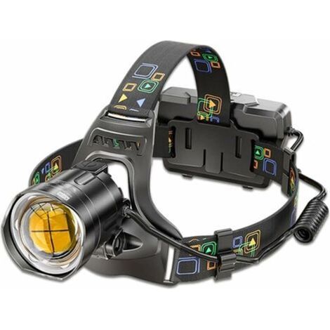 Lámpara frontal, linterna LED ultra brillante de alta luminosidad, faro LED súper luminoso con chips de lámpara XHP90, pantalla de potencia del faro impermeable adecuado para exploración y pesca (1/5)
