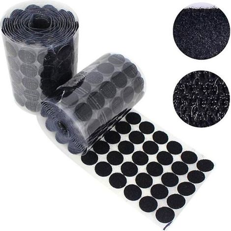 1200 pastilles auto-adhésives Velcro de 12 mm et 600 paires de points auto-adhésifs Velcro noirs (1/5)
