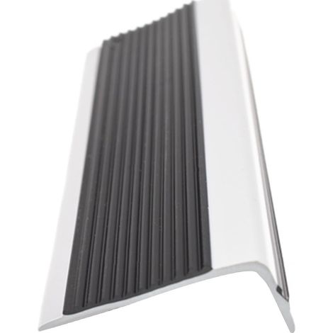 PVC step profile, self-adhesive step profile, L-shaped structure, easy to install 5020mm, suitable for round steps, suitable for stair treads, PVC step nosing bridge (black gray)